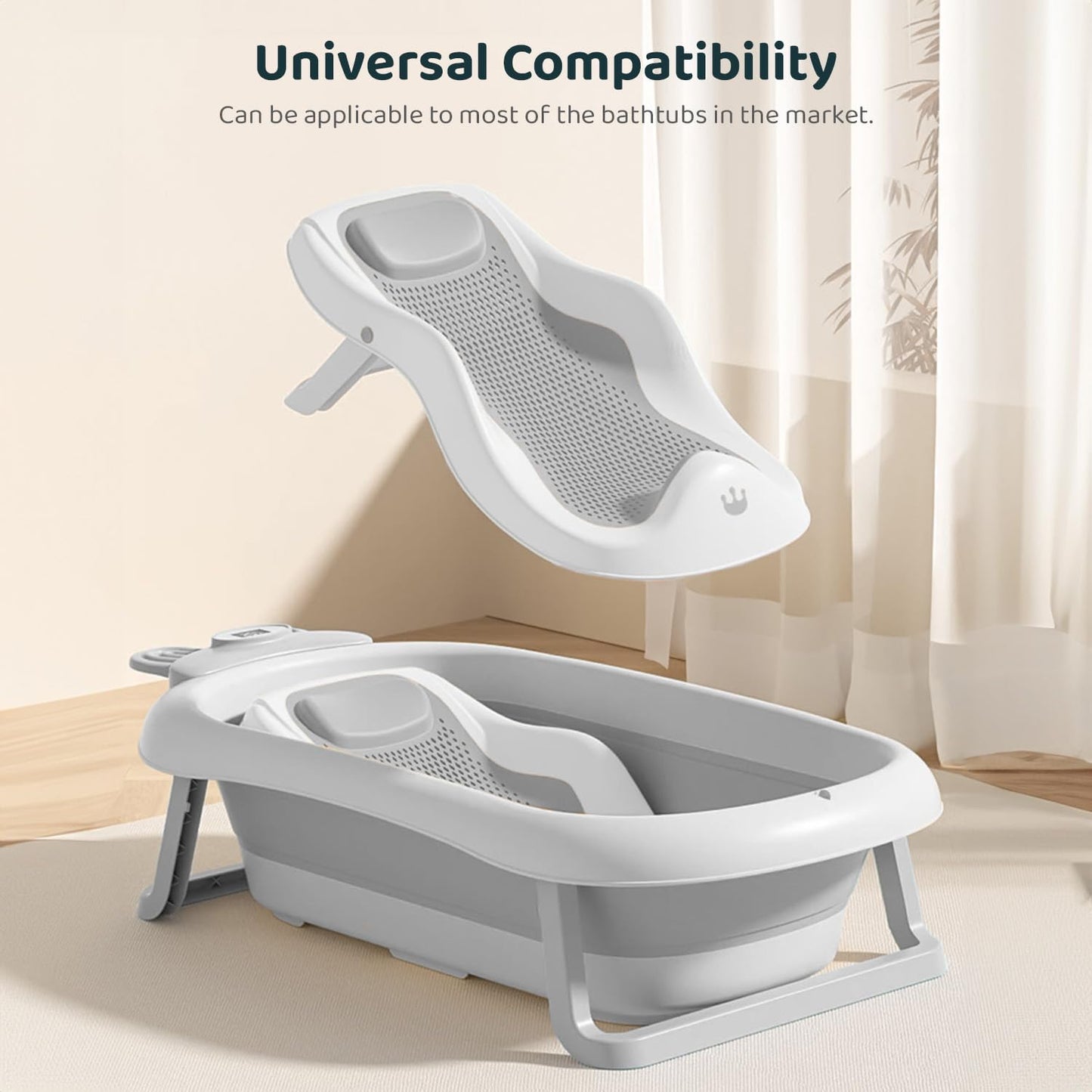StarAndDaisy Baby Bath Seat Newborn to 0-18 Months, Non-Slip, Adjustable, Portable, Comfortable, Hygienic Baby Bather -Grey