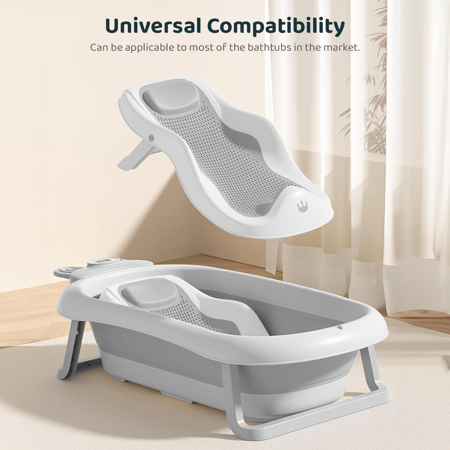 StarAndDaisy Baby Bath Seat Newborn to 0-18 Months, Non-Slip, Adjustable, Portable, Comfortable, Hygienic Baby Bather -Grey
