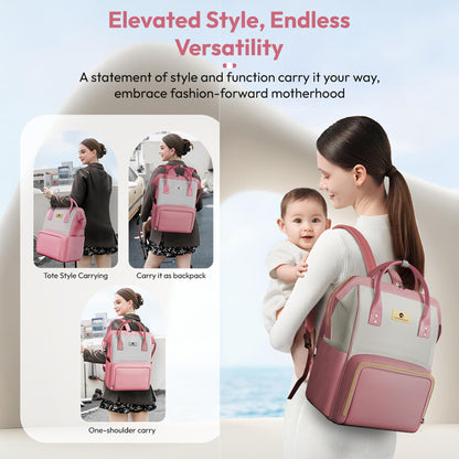 StarAndDaisy Diaper Bag / 30L Lightweight Diaper Bag for Mothers for Travel with 3 Insulated Bottle Pockets/Baby Bag for Mother Travel & Maternity Bag for Baby – Pink Grey