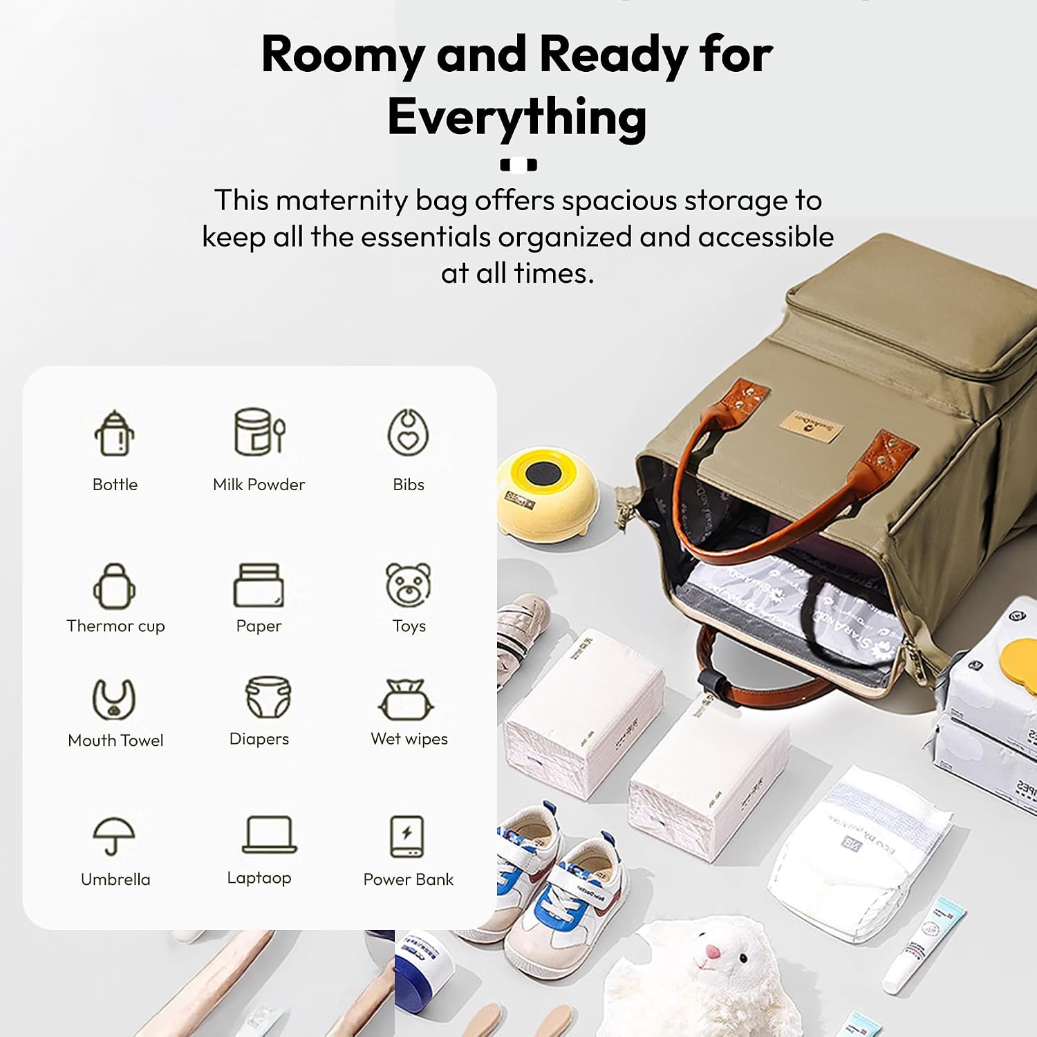 StarAndDaisy Diaper Backpack For Mothers For Travel/Diaper Bags For Mom With Multi Compartments, Insulated Bottle Pockets, Waterproof, Ultra Soft Oxford Fabric, 24Lt Capacity - Beige