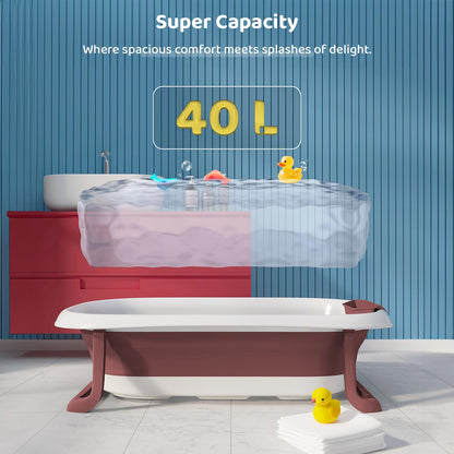 StarAndDaisy Baby Bath Tub for 0 to 5 Years/Foldable Bath Tub for Kids 0-3 Years with Space Saving, Newborn Baby Folding Bathing Tub Girls & Boys with Soap Tray, Easy to Store (BT - Brown)