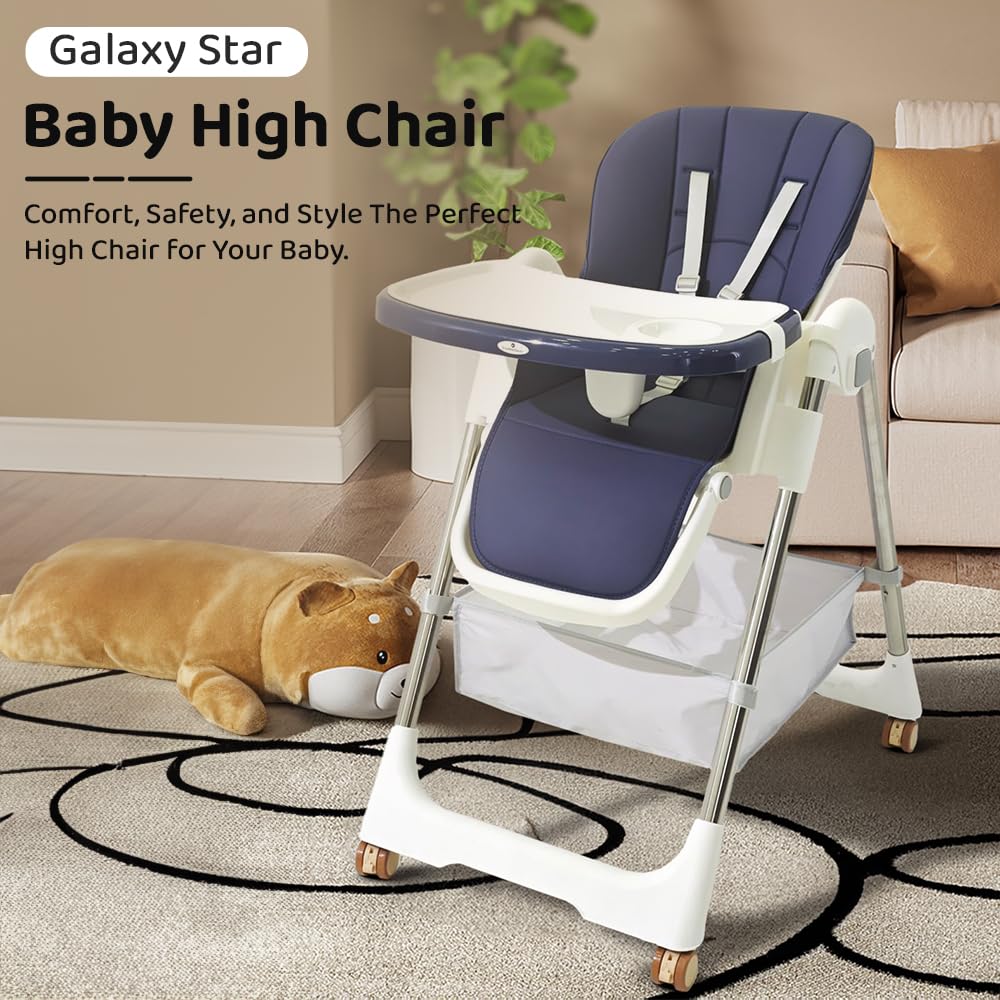 StarAndDaisy Galaxy Star High Chair for Baby 6 Months to 5 Years / 6 in 1 Baby Feeding Chair with 7 Level Height Adjustment / 3 Mode Seat Adjustment/Baby High Chair with One Click Fold