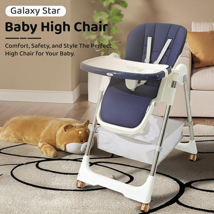 StarAndDaisy Galaxy Star High Chair for Baby 6 Months to 5 Years / 6 in 1 Baby Feeding Chair with 7 Level Height Adjustment / 3 Mode Seat Adjustment/Baby High Chair with One Click Fold