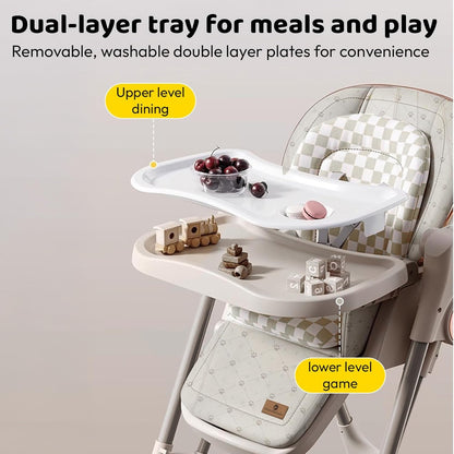 StarAndDaisy 2-in-1 Baby High Chair for Boy & Girl with Automatic Swing Cradle, Foldable Feeding Chair, Removable Dining Tray, Adjustable Backrest & Footrest for Infants & Toddler-Black