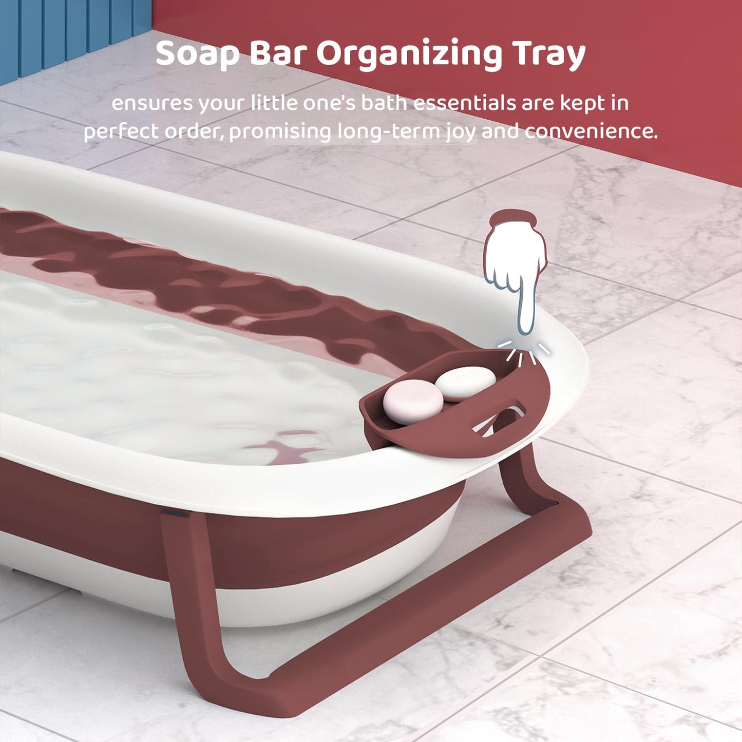 StarAndDaisy Baby Bath Tub for 0 to 5 Years/Foldable Bath Tub for Kids 0-3 Years with Space Saving, Newborn Baby Folding Bathing Tub Girls & Boys with Soap Tray, Easy to Store (BT - Brown)