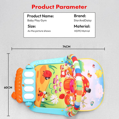 Uonibaby by StarAndDaisy Musical Baby Convertible Playmat, Play Gym Mat with Hanging Rattles Lights for 0-6 Months Babies.