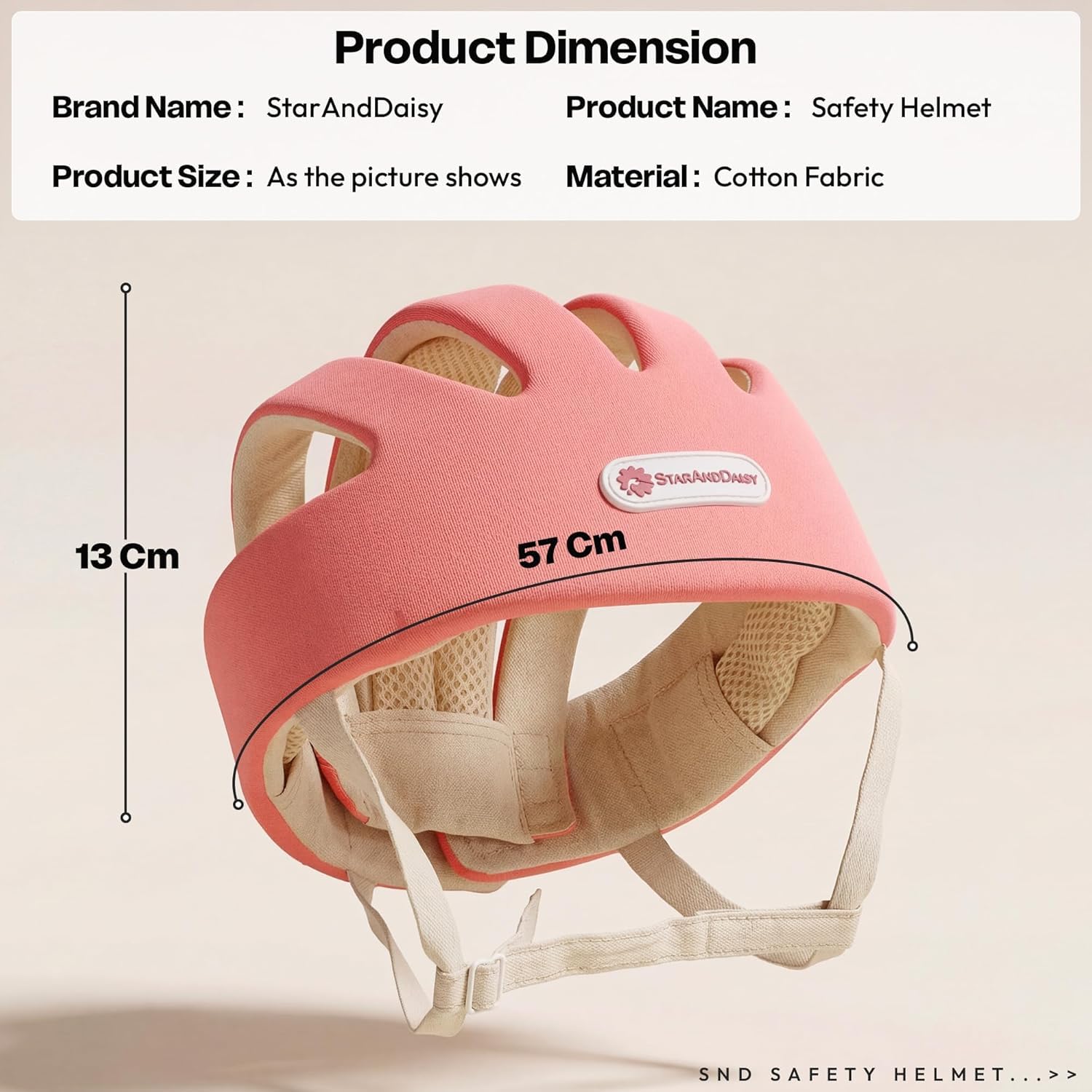 StarAndDaisy Baby Safety Helmet for Head Protection | Soft Cotton Baby Helmet with Cushion Padding | Adjustable Baby Head Protector for Crawling & Walking Toddlers -Apple Print