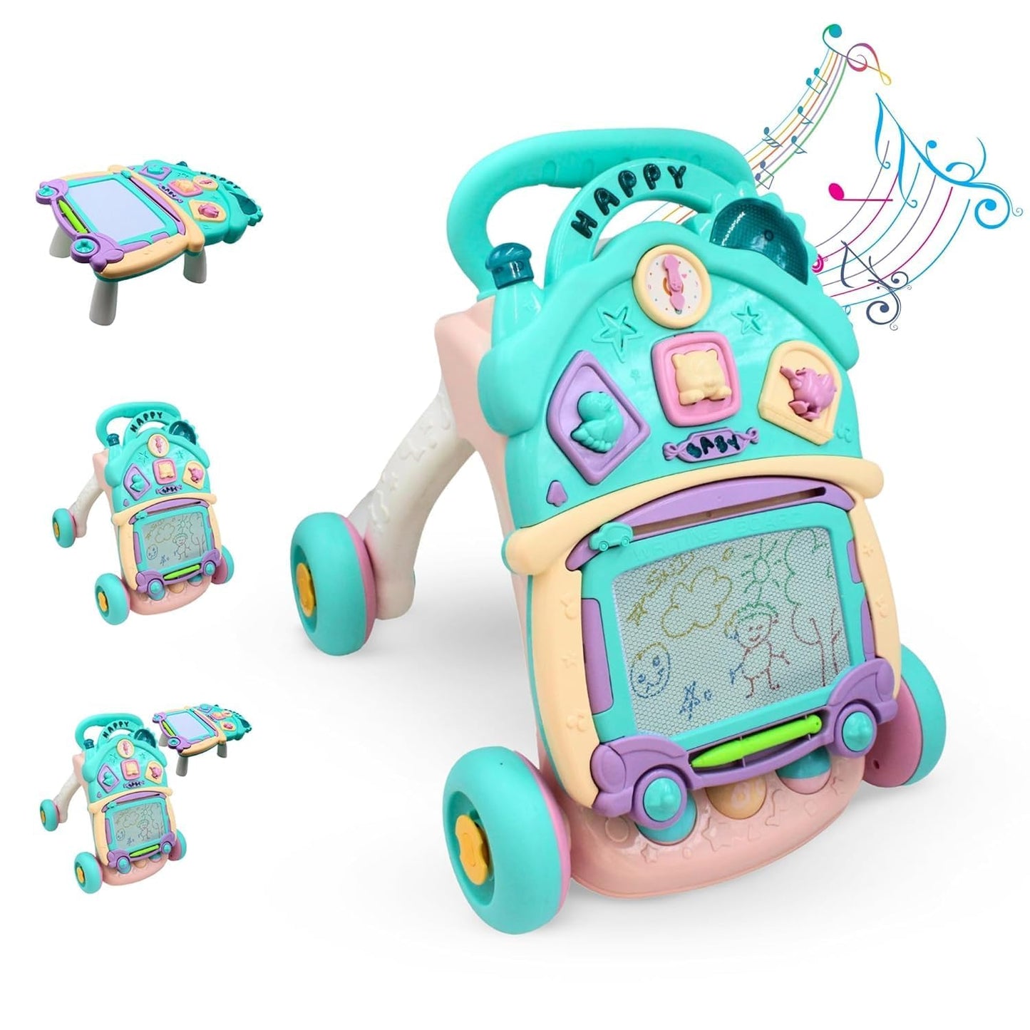 Uonibaby by StarAndDaisy Baby Multiactivity Push Walker with Doodle, for Infants & Toddlers Touch Senser, Educational Elements and Stable & Safe Design