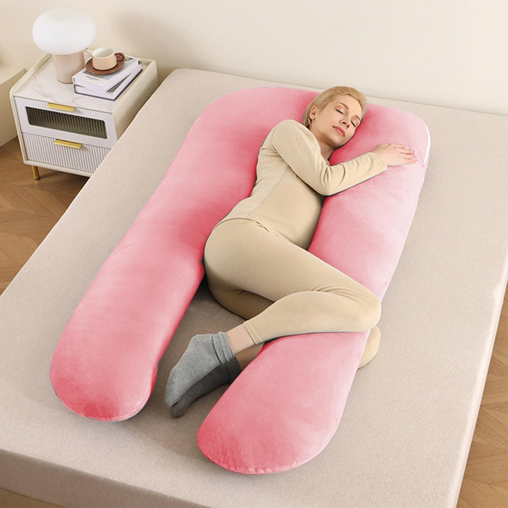 StarAndDaisy Pregnancy Pillow for Women/J Shape Body Pillow with 360° Full Body Support, Ergonomic & Comfortable Maternity Pillow for Pregnancy Sleeping