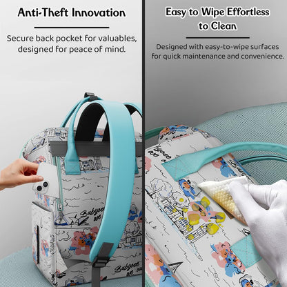 StarAndDaisy Baby Diaper Bag for Mother Travel/Diaper Bags for Mother for Travel with Laptop Pocket, Multi Compartments, Insulated Bottle Pockets, Waterproof, Ultra soft fabric - White