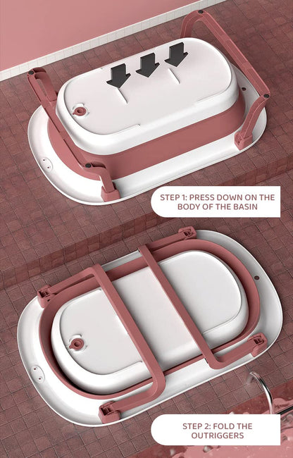 StarAndDaisy Baby Bath Tub for 0 to 5 Years/Folding Large Baby Bathtub with Temperature Meter/Safe & Comfortable Bathing tub for Kids