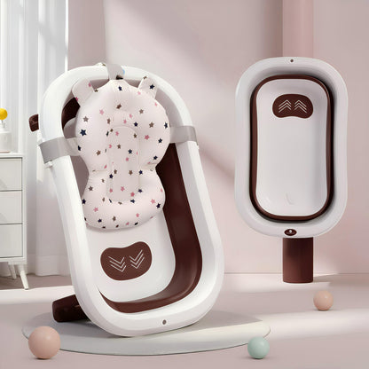 StarAndDaisy Bath Tub for Baby 0-3 Years/Foldable Bath tub for Kids with Cushion, Space Saving Design, Newborn Baby Folding Bathing Tub Girls & Boys, Easy to Store -Brown