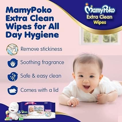 MamyPoko Extra clean wipes with Aloe vera - 72 Wipes (Pack of 2)