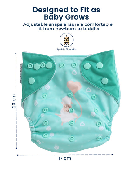 Polka Tots  Reusable & Washable Fleece Cloth Diapers with 1 Liner, Sheep Print