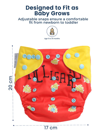 Polka Tots  Reusable & Washable Fleece Cloth Diapers with 1 Liner, Dinosaur Print