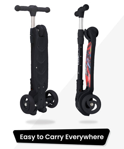 R for Rabbit Road Runner Scooter - PU LED Wheels, 4 Level Height Adjustment, Anti Slip Deck Black