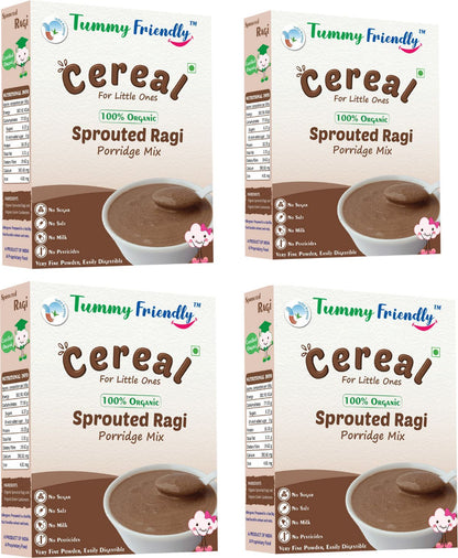 TummyFriendly Foods Organic Sprouted Ragi Porridge Mix, 800g, (200g each pack)