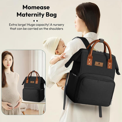 StarAndDaisy Diaper Backpack For Mothers For Travel/Diaper Bags For Mom With Multi Compartments, Insulated Bottle Pockets, Waterproof, Ultra Soft Oxford Fabric, 24Lt Capacity - Black