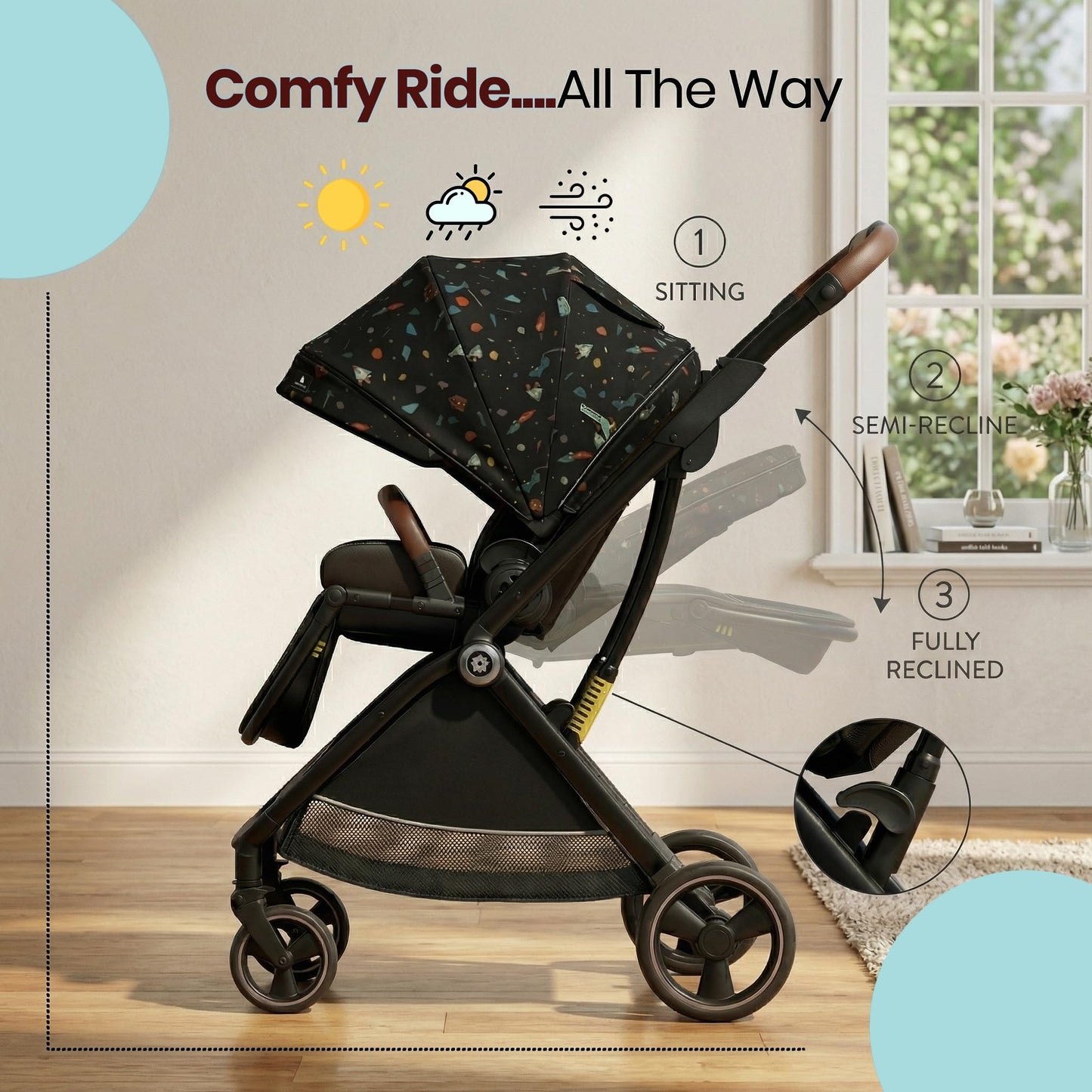 StarAndDaisy Foldable Baby Stroller for 0-3 Years Infant & Toddler Multi-Purpose, Multi-Adjustment Stroller pram Travel Friendly, Broad seat & Bed Buggy for Boys & Girls -Graffiti