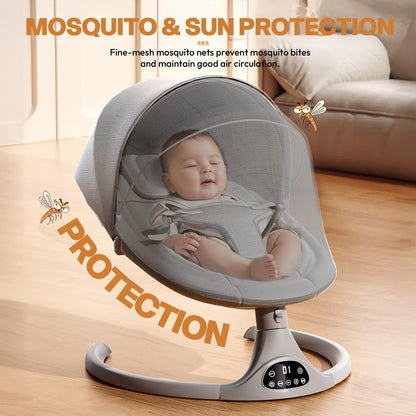 StarAndDaisy baby rockers for 0 to 2 years, Baby Multi functionalrocking chair / rocker for babies, Infants & Toddler with 5-level Automatic Swing & Bouncer/ cradle with touch panel & hanging toys - Beige