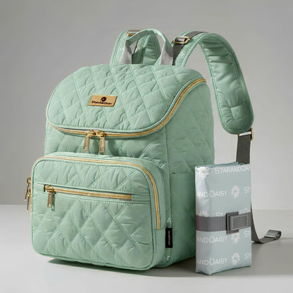 StarAndDaisy Baby Bag for Mother Travel/Maternity Bag with Multi-Compartments, Insulated Bottle Pockets with Changing Sheet, Waterproof 24L Capacity- Grey (Green)
