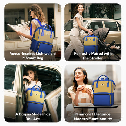 StarAndDaisy Diaper Bag for Mothers for Travel / 30L Lightweight Maternity Bag with 3 Insulated Bottle Pockets/Baby Bag for Mother Travel & Diaper Bag for Baby – Blue Yellow