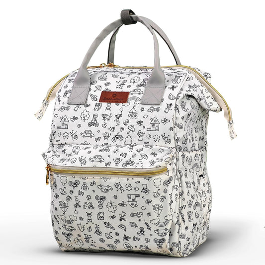 StarAndDaisy Baby Diaper Bag for Mother Travel/Diaper Bags for Mother for Travel with Laptop Pocket, Multi Compartments, Insulated Bottle Pockets, Waterproof, Ultra soft fabric -Printed Grey