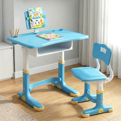 StarAndDaisy Kids Functional Desk and Chair Set, Height Adjustable Children School Study Table with, Bookholder Slot, Storage for Boys Girls.Sturdy 2 to 12 Years, Doodle Board -(Blue)
