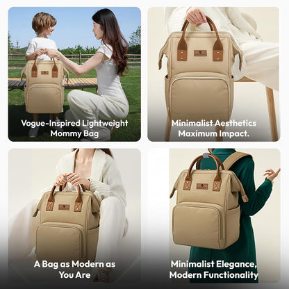 StarAndDaisy Diaper Backpack For Mothers For Travel/Diaper Bags For Mom With Multi Compartments, Insulated Bottle Pockets, Waterproof, Ultra Soft Oxford Fabric, 24Lt Capacity - Beige