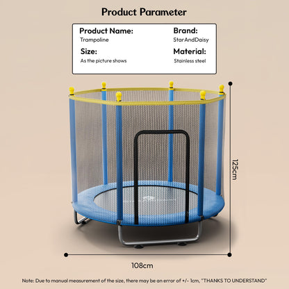 StarAndDaisy 55 inch Trampoline for Kids at Home with Safety Net for Adults, Indoor & Outdoor Trampoline / 120KG Loading Capacity with Stainless Steel Frame & Legs -55 inch, 4.5 Feet (Blue)