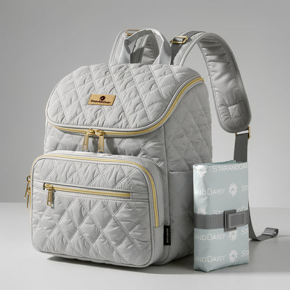 StarAndDaisy Baby Bag for Mother Travel/Maternity Bag with Multi-Compartments, Insulated Bottle Pockets with Changing Sheet, Waterproof 24L Capacity- Grey (Grey)