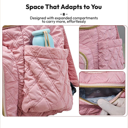 StarAndDaisy Baby Bag for Mother Travel/Maternity Bag with Multi-Compartments, Insulated Bottle Pockets with Changing Sheet, Waterproof 24L Capacity- Grey (Pink)