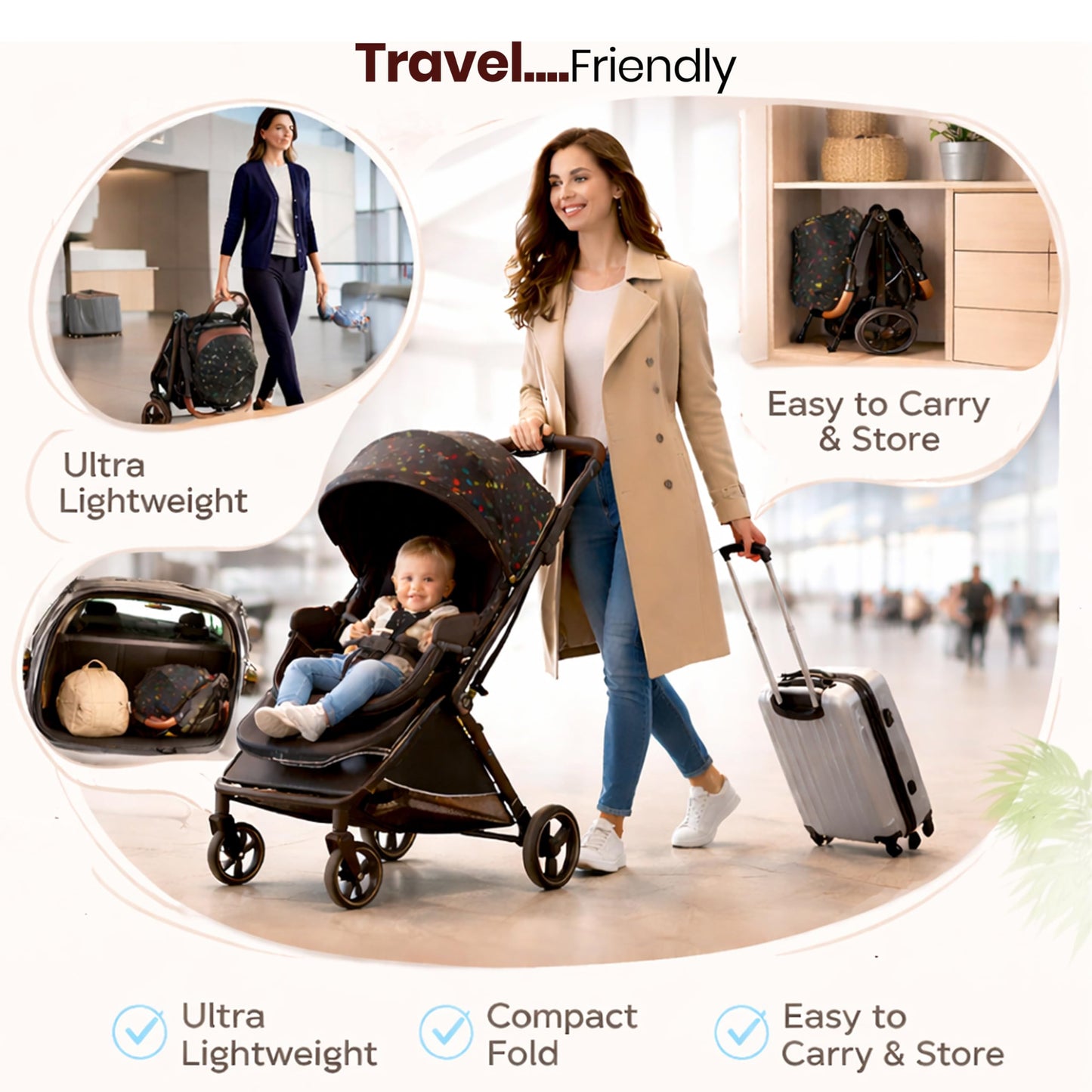 StarAndDaisy Foldable Baby Stroller for 0-3 Years Infant & Toddler Multi-Purpose, Multi-Adjustment Stroller pram Travel Friendly, Broad seat & Bed Buggy for Boys & Girls -Graffiti