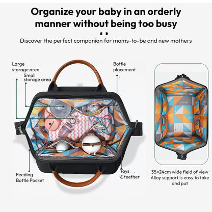 StarAndDaisy Diaper Backpack For Mothers For Travel/Diaper Bags For Mom With Multi Compartments, Insulated Bottle Pockets, Waterproof, Ultra Soft Oxford Fabric, 24Lt Capacity - Black