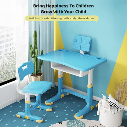 StarAndDaisy Kids Functional Desk and Chair Set, Height Adjustable Children School Study Table with, Bookholder Slot, Storage for Boys Girls.Sturdy 2 to 12 Years, Doodle Board -(Blue)