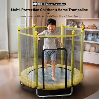 StarAndDaisy 55 inch Trampoline for Kids at Home with Safety Net/Trampoline for Adults, Indoor & Outdoor / 120KG Loading Capacity with Stainless Steel Frame & Legs -55 inch, 4.5 Feet (Yellow)