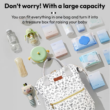 StarAndDaisy Baby Diaper Bag for Mother Travel/Diaper Bags for Mother for Travel with Laptop Pocket, Multi Compartments, Insulated Bottle Pockets, Waterproof, Ultra soft fabric -Printed Grey