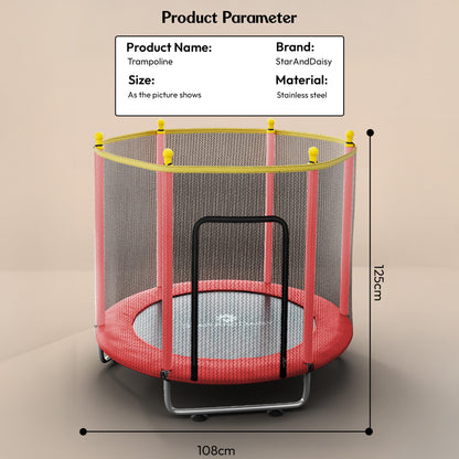 StarAndDaisy Trampoline for Kids at Home with Safety Net/Trampoline for Adults, Indoor & Outdoor / 120KG Loading Capacity with Stainless Steel Frame & Legs -55 inch, 4.5 Feet (Red)