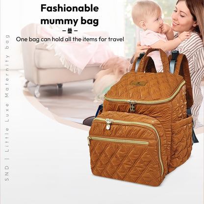 StarAndDaisy Baby Bag for Mother Travel/Maternity Bag with Multi-Compartments, Insulated Bottle Pockets with Changing Sheet, Waterproof 24L Capacity- Grey (Brown)