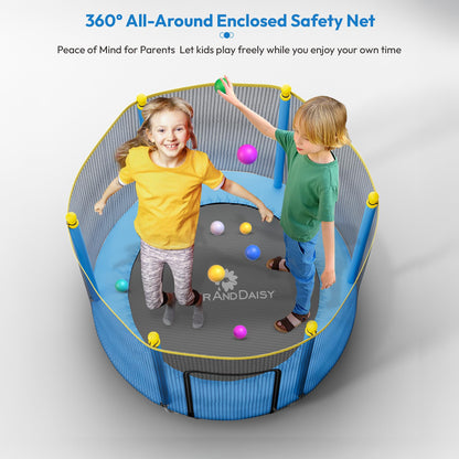 StarAndDaisy 55 inch Trampoline for Kids at Home with Safety Net for Adults, Indoor & Outdoor Trampoline / 120KG Loading Capacity with Stainless Steel Frame & Legs -55 inch, 4.5 Feet (Blue)