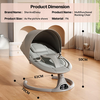 StarAndDaisy baby rockers for 0 to 2 years, Baby Multi functionalrocking chair / rocker for babies, Infants & Toddler with 5-level Automatic Swing & Bouncer/ cradle with touch panel & hanging toys - Beige