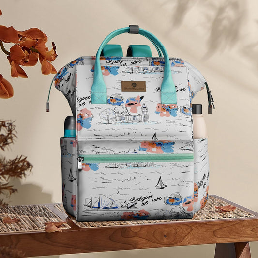 StarAndDaisy Baby Diaper Bag for Mother Travel/Diaper Bags for Mother for Travel with Laptop Pocket, Multi Compartments, Insulated Bottle Pockets, Waterproof, Ultra soft fabric - White