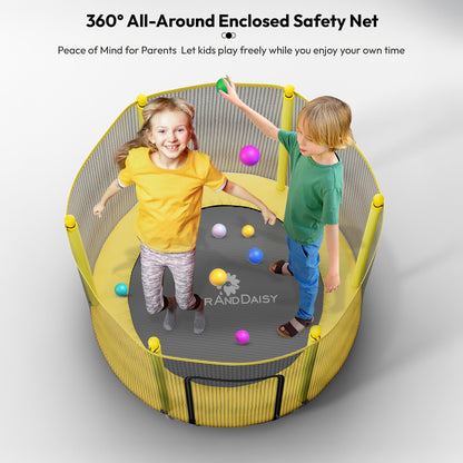 StarAndDaisy 55 inch Trampoline for Kids at Home with Safety Net/Trampoline for Adults, Indoor & Outdoor / 120KG Loading Capacity with Stainless Steel Frame & Legs -55 inch, 4.5 Feet (Yellow)