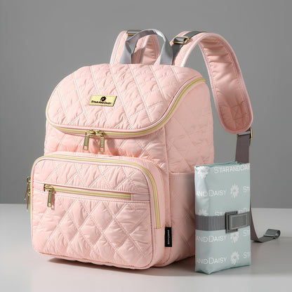StarAndDaisy Baby Bag for Mother Travel/Maternity Bag with Multi-Compartments, Insulated Bottle Pockets with Changing Sheet, Waterproof 24L Capacity- Grey (Pink)