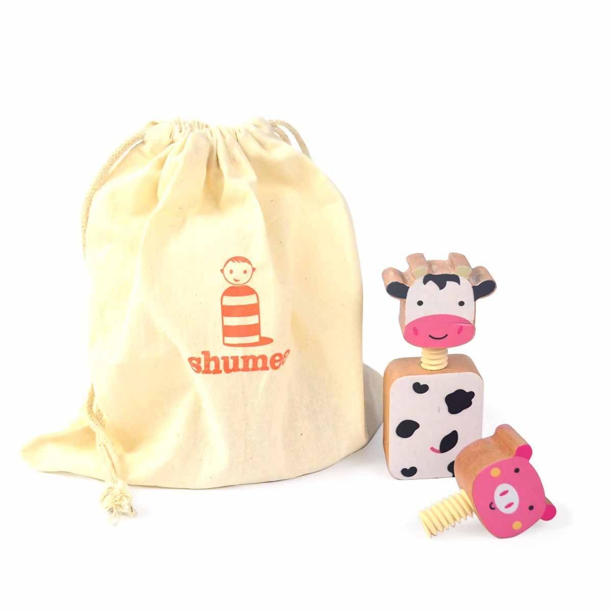 Shumee Wooden Farm Animals Twist & Turn Toy Set| 100% Safe, Natural & Eco-friendly