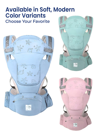 Polka Tots 6 in 1 Blue Baby Carrier with Detachable Hip Seat
