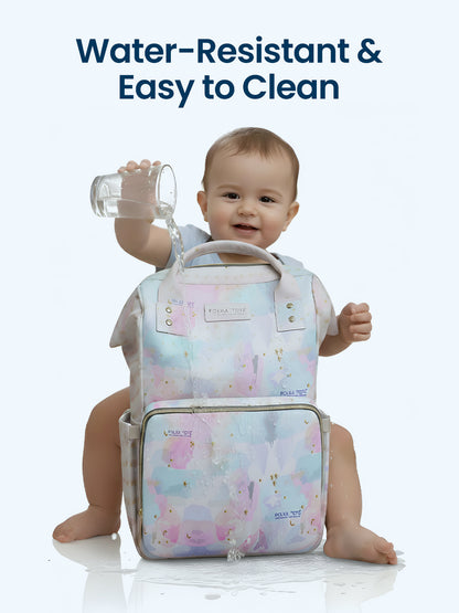 Polka Tots Stylish Multifunctional Rainbow Diaper Bag For Mothers Travel With Pouch  - Pink