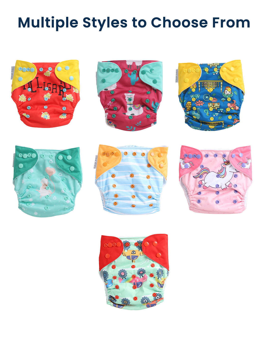 Polka Tots  Reusable & Washable Fleece Cloth Diapers with 1 Liner, Dinosaur Print