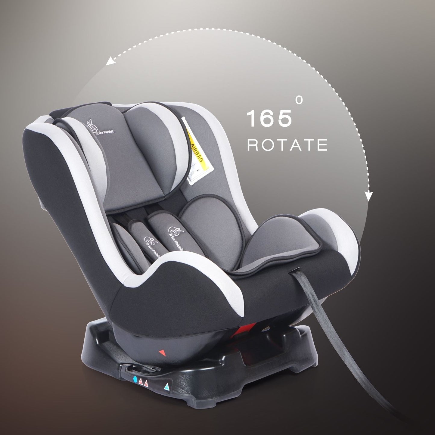 R for RABBIT Jack N Jill Baby Car Seat For 0 To 5 Years Black Grey
