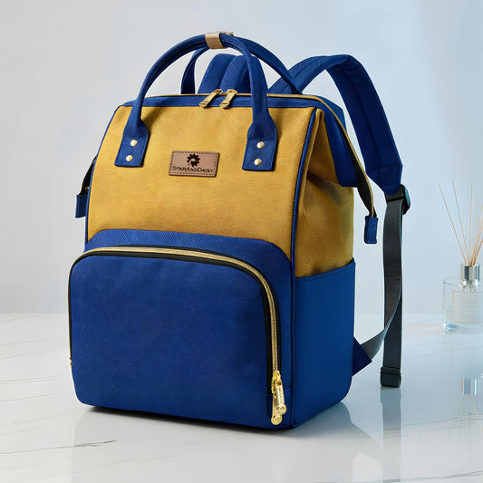 StarAndDaisy Diaper Bag for Mothers for Travel / 30L Lightweight Maternity Bag with 3 Insulated Bottle Pockets/Baby Bag for Mother Travel & Diaper Bag for Baby – Blue Yellow